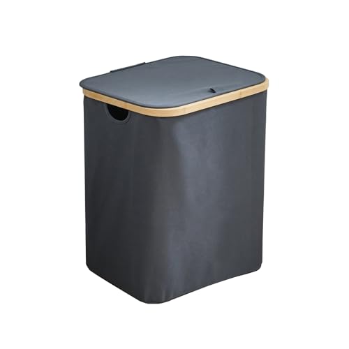 SVITA SADE Wäschekorb Wäschetruhe Wäschebox Wäschesammler faltbar mit Deckel modern Holz Bambus Badezimmer Schlafzimmer Kinderzimmer Waschküche von SVITA