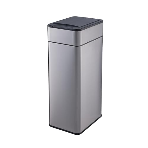 SVITA SE40L Sensormülleimer Abfalleimer Kücheneimer Automatik Mülleimer rechteckig mit Bewegungssensor Edelstahl 40l freistehend automatisch Silber von SVITA
