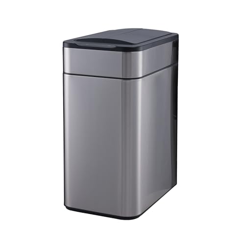 SVITA SE50L Sensormülleimer Abfalleimer Kücheneimer Automatik Mülleimer rechteckig mit Bewegungssensor Edelstahl 50l freistehend automatisch Silber von SVITA