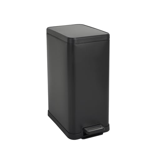 SVITA STM15 Mülleimer Treteimer Tretmülleimer Abfalleimer 15l inkl. Inneneimer Softclose-Deckel Fußpedal freistehend rechteckig Schwarz von SVITA