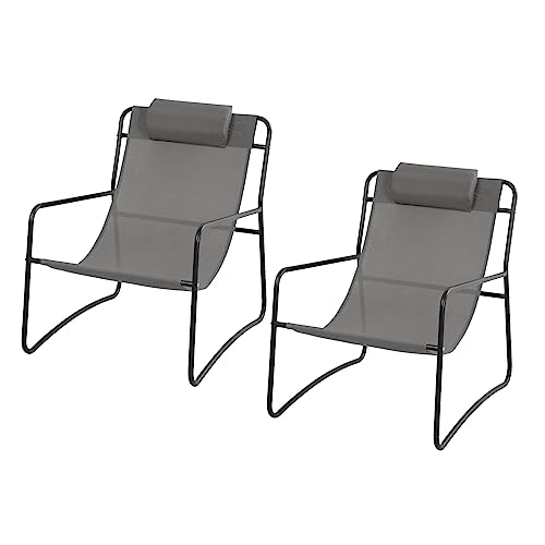SVITA SVEIO 2er Set Outdoor Relaxsessel Gartenstuhl mit Kissen Liegestuhl Dunkelgrau SVITA SVEIO 2er Set Outdoor Relaxsessel Gartenstuhl mit Kissen Liegestuhl Dunkelgrau von SVITA