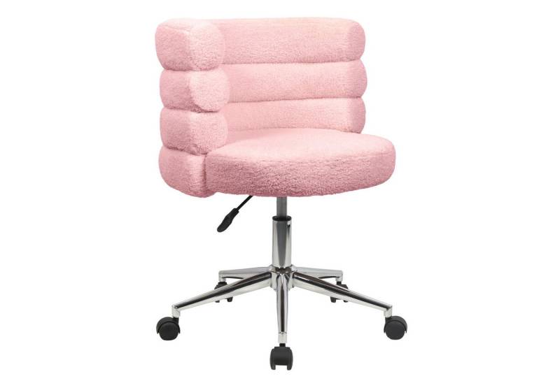 SVITA Schreibtischstuhl CLOUD, Bezug aus Teddyboucle, Drehstuhl, Mit Rollen, Höhenverstellbar, Rosa von SVITA