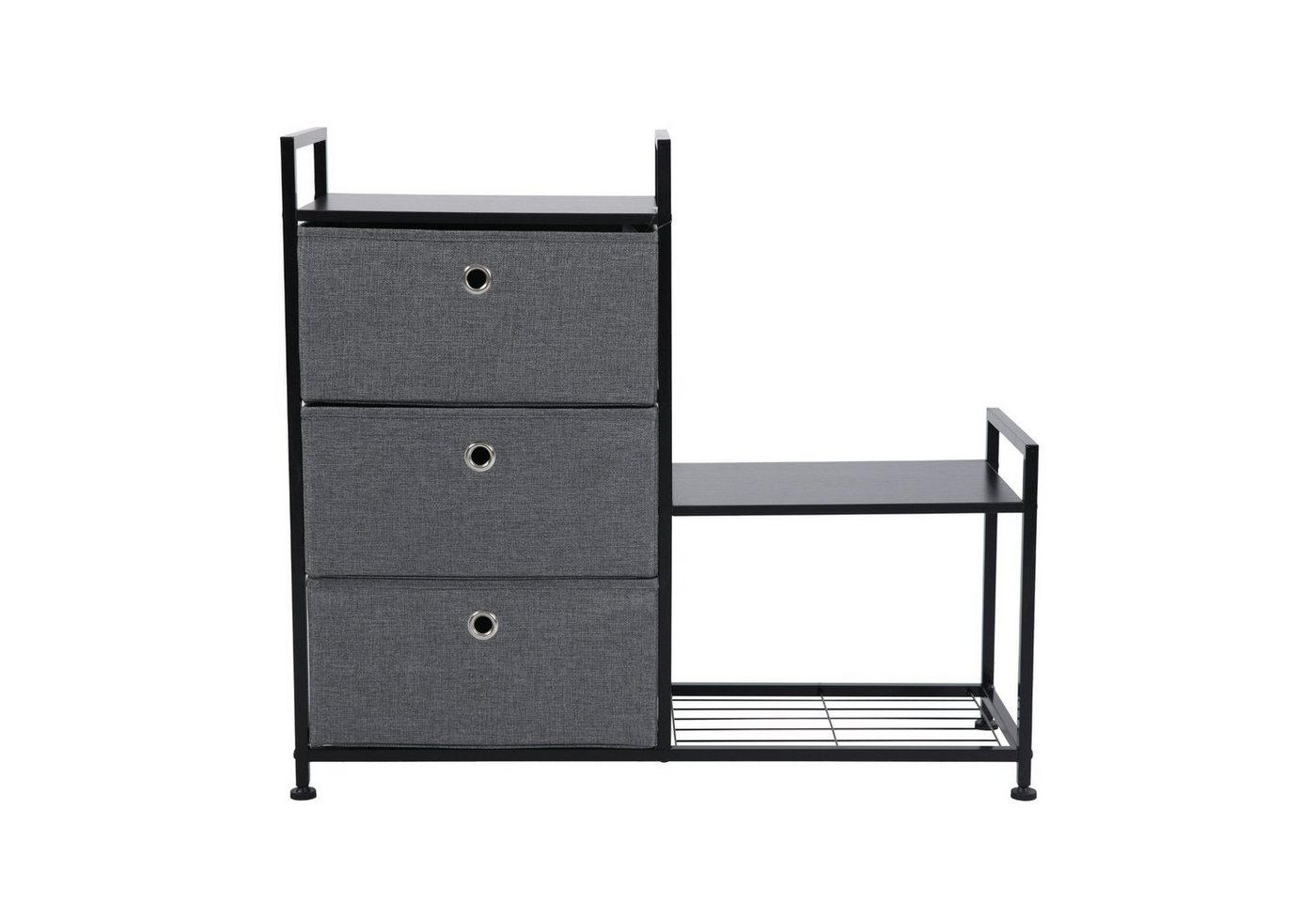 SVITA Sideboard RUNA, Metall-Regal, Schuhregal, Aufbewahrung, Stoffschublade, Schwarz, Grau von SVITA