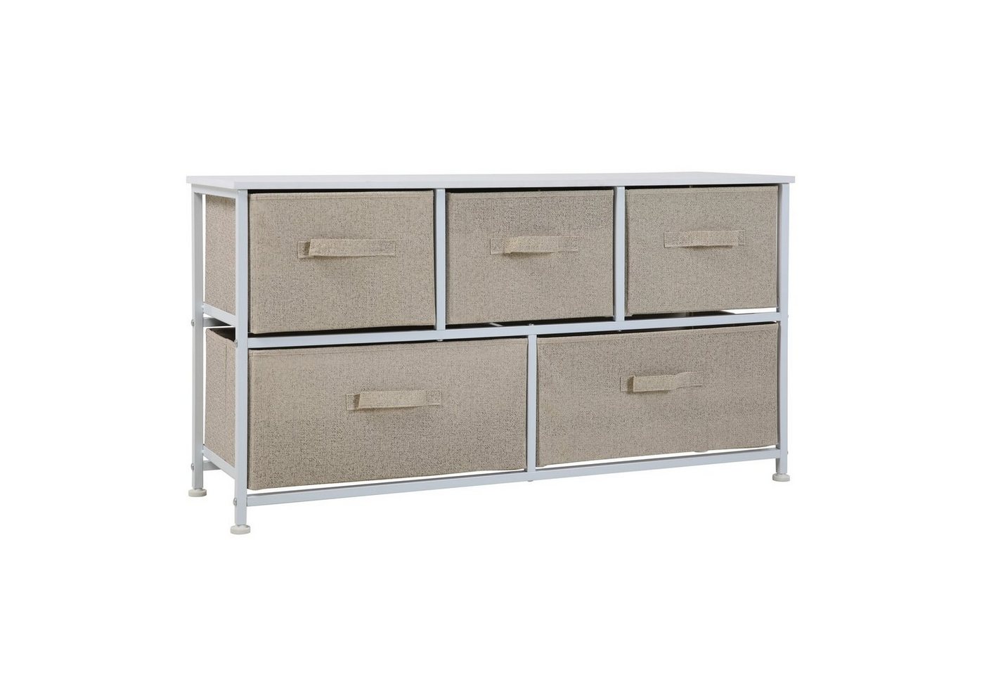 SVITA Sideboard TARO, Metallrahmen, Stoff-Kommode, Stoffschublade, Aufbewahrung, weiß, beige von SVITA