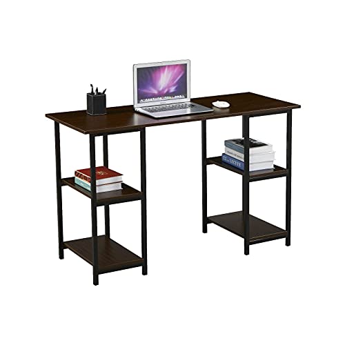 SVITA Studio Bürotisch mit Regal Nussbaum-Optik Schwarze Metall-Beine Schreibtisch Computertisch Arbeitstisch PC Tisch von SVITA