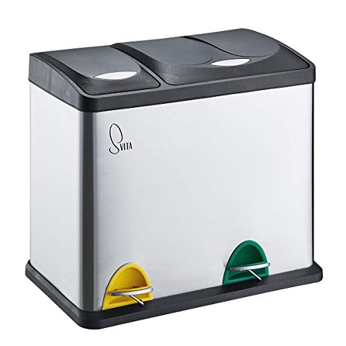 SVITA TC2Combo26 Edelstahl Küchen-Eimer 26Liter Silber 8L+18L kombiniert doppelt Abfalleimer 2er-Mülleimer Mülltrennung Treteimer SVITA TC2Combo26 Edelstahl Küchen-Eimer 26Liter Silber 8L+18L kombiniert doppelt Abfalleimer 2er-Mülleimer Mülltrennung Treteimer von SVITA