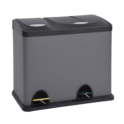 SVITA TC2Combo26 Küchen-Eimer 26Liter 8L+18L kombiniert doppelt Abfalleimer 2er-Mülleimer Mülltrennung Treteimer Grau von SVITA