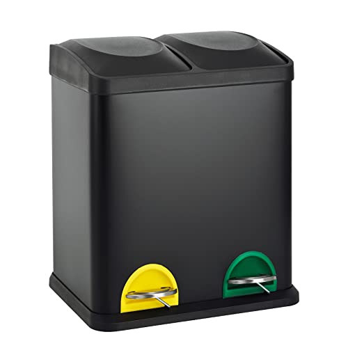 SVITA TC2X15 Küchen-Eimer 30 Liter 2x15L doppelter Abfalleimer 2er-Mülleimer Mülltrennung mit Inneneimer große Abfallbehälter Treteimer Küche Bad Schwarz SVITA TC2X15 Küchen-Eimer 30 Liter 2x15L doppelter Abfalleimer 2er-Mülleimer Mülltrennung mit Inneneimer große Abfallbehälter Treteimer Küche Bad Schwarz von SVITA