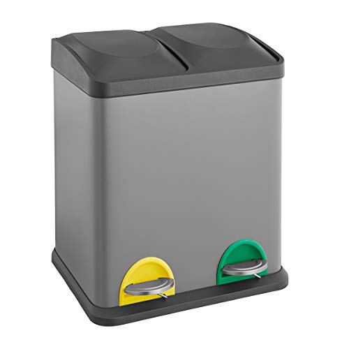 SVITA TC2X15 Küchen-Eimer 30 Liter Grau 2x15L doppelt Abfalleimer 2er-Mülleimer Mülltrennung Treteimer SVITA TC2X15 Küchen-Eimer 30 Liter Grau 2x15L doppelt Abfalleimer 2er-Mülleimer Mülltrennung Treteimer von SVITA