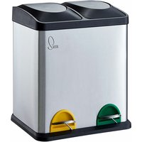 Svita - TC2X15 Mülleimer 30 Liter 2x15 Treteimer silber Papierkorb Edelstahl von SVITA