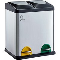 SVITA TC2X15 Mülleimer 30 Liter 2x15 Treteimer silber Papierkorb Edelstahl von SVITA