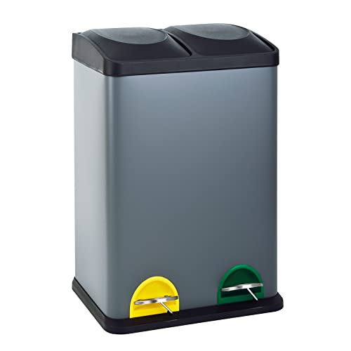 SVITA TC2X20 Küchen-Eimer 40Liter Fassungsvermögen 2x20L Abfalleimer 2er-Mülleimer Mülltrennung Treteimer Grau SVITA TC2X20 Küchen-Eimer 40Liter Fassungsvermögen 2x20L Abfalleimer 2er-Mülleimer Mülltrennung Treteimer Grau von SVITA