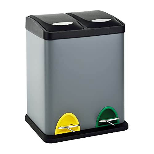 SVITA TC2X8 Mülleimer 16 Liter 2x8L doppelt Abfalleimer kompakt 2er-Mülleimer Kücheneimer Mülltrennung Treteimer Grau SVITA TC2X8 Mülleimer 16 Liter 2x8L doppelt Abfalleimer kompakt 2er-Mülleimer Kücheneimer Mülltrennung Treteimer Grau von SVITA