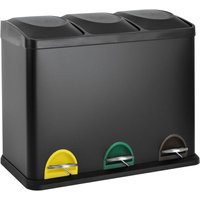 SVITA TC3X15 Kücheneimer 45L Mülleimer Trennsystem Treteimer Abfalleimer Schwarz von SVITA