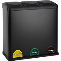 SVITA TC3x20 Mülleimer Schwarz 60L 3x20 Liter Treteimer Mülltrennung Abfalleimer von SVITA