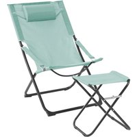 Svita - tomra Liegestuhl mit Hocker klappbar Strandstuhl Campingstuhl Kopfkissen Blau von SVITA