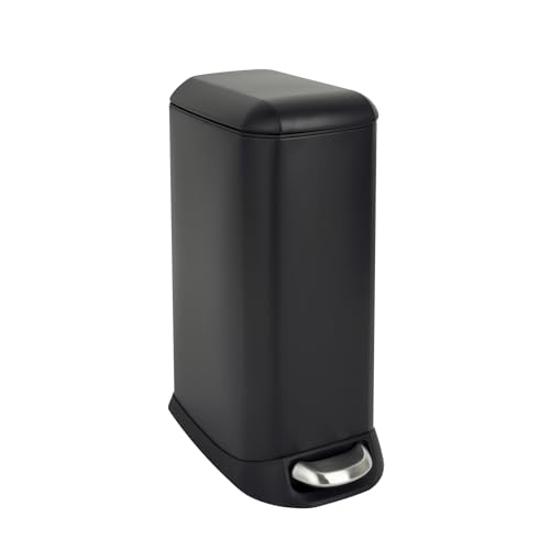SVITA TS12 Edelstahl Mülleimer Treteimer Abfalleimer 12l inkl. Inneneimer Kunststoff Pedal Softclose-Deckel rechteckig Küchen-Hilfe Schwarz von SVITA