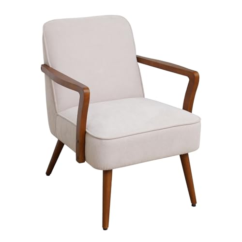 SVITA Tuva Loungesessel Akzentstuhl Einzelsofa mit Armlehnen gepolstert Vintage modern skandi Wohnzimmer Schlafzimmer Esszimmer Beige von SVITA