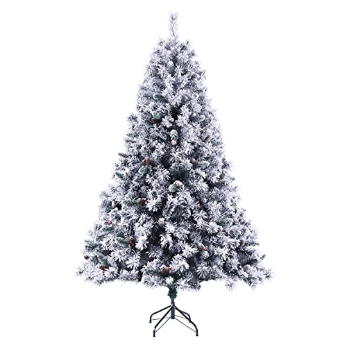 SVITA Weihnachtsbaum künstlich Weiß mit Schnee mit 1017 Zweig-Spitzen inkl. Metall Ständer Kunstbaum Tannenbaum Kunstschnee (Luvi-Nadeln | 210cm) von SVITA