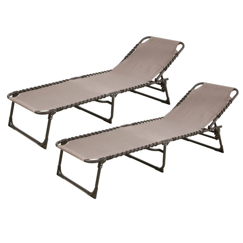 Svita 2er Set Gartenliege Sonnenliege Klappbar Verstellbar Beige von SVITA