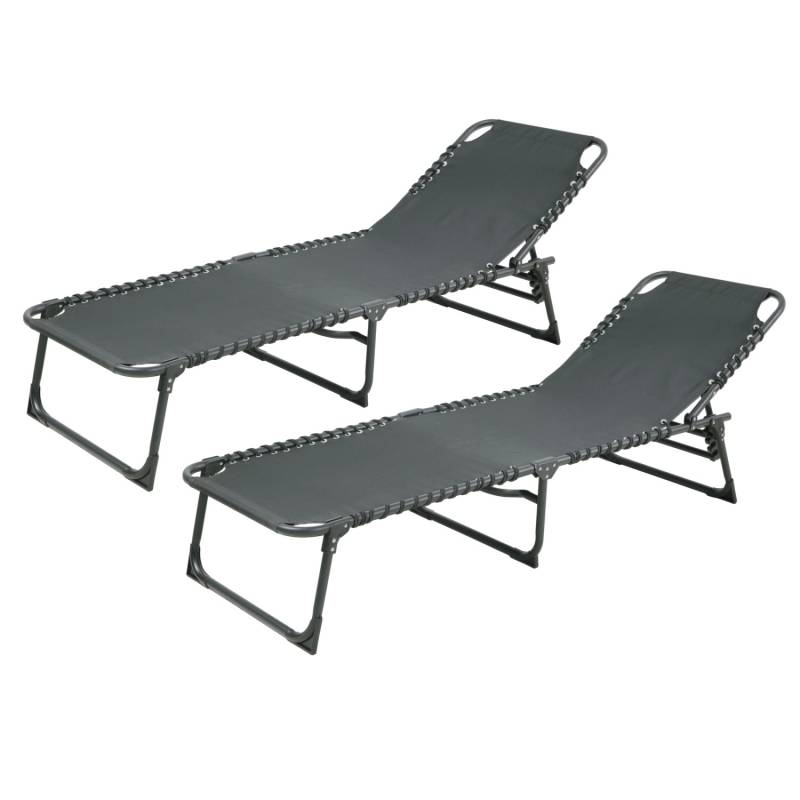 Svita 2er Set Gartenliege Sonnenliege Klappbar Verstellbar Dunkelgrau von SVITA