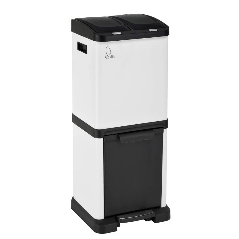 Svita 3xcombo 32L Mülleimer Mülltrennsystem Abfalleimer Mit Fächern Weiß von SVITA