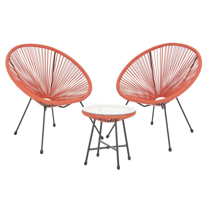 Svita Bali Balkon Möbel Set Lounge Garnitur Relax Egg-Chair Flecht-Design Orange Terracotta von SVITA