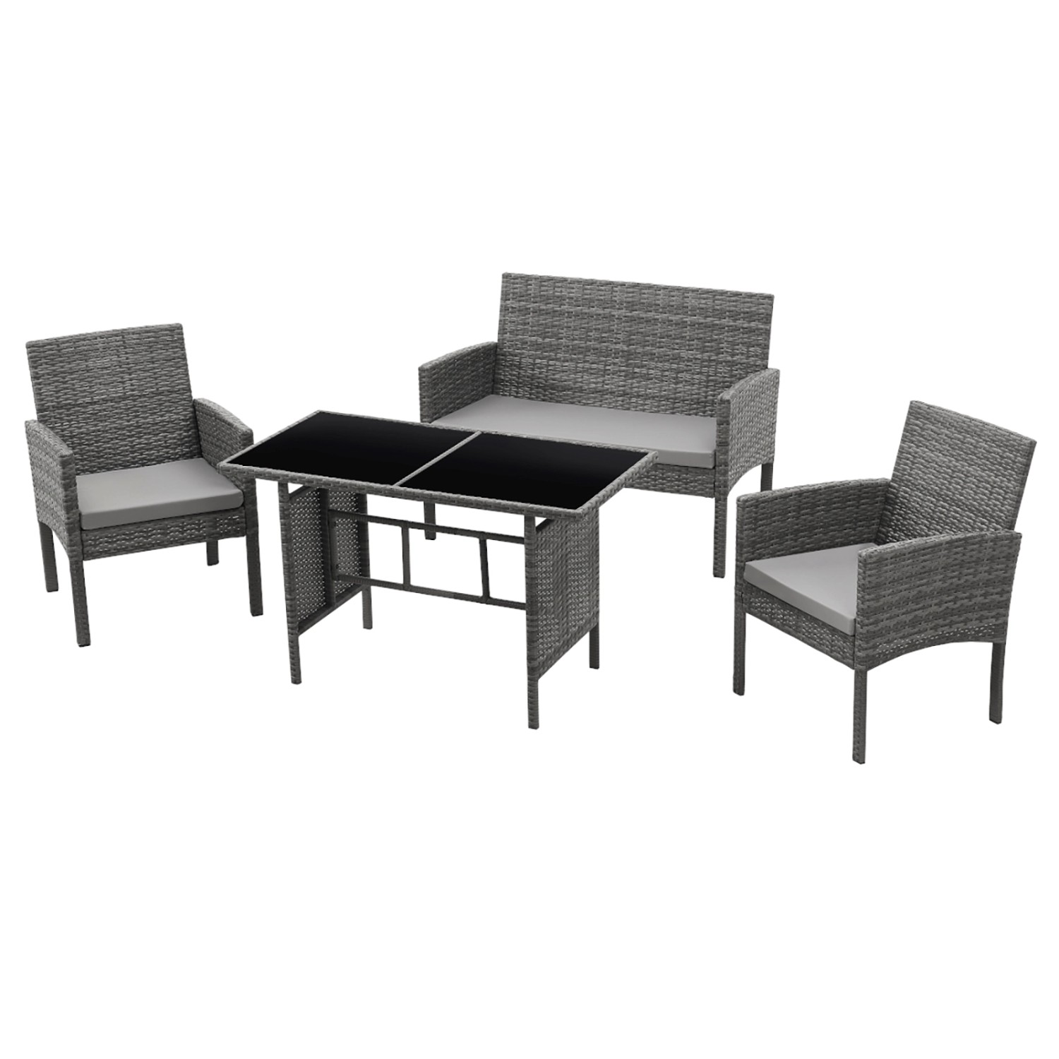 Svita Brooklyn XL Rattan Essgruppe Garten Möbel Set mit Tisch 2 Sessel 2er Sofa Grau Svita Brooklyn XL Rattan Essgruppe Garten Möbel Set mit Tisch 2 Sessel 2er Sofa Grau von SVITA
