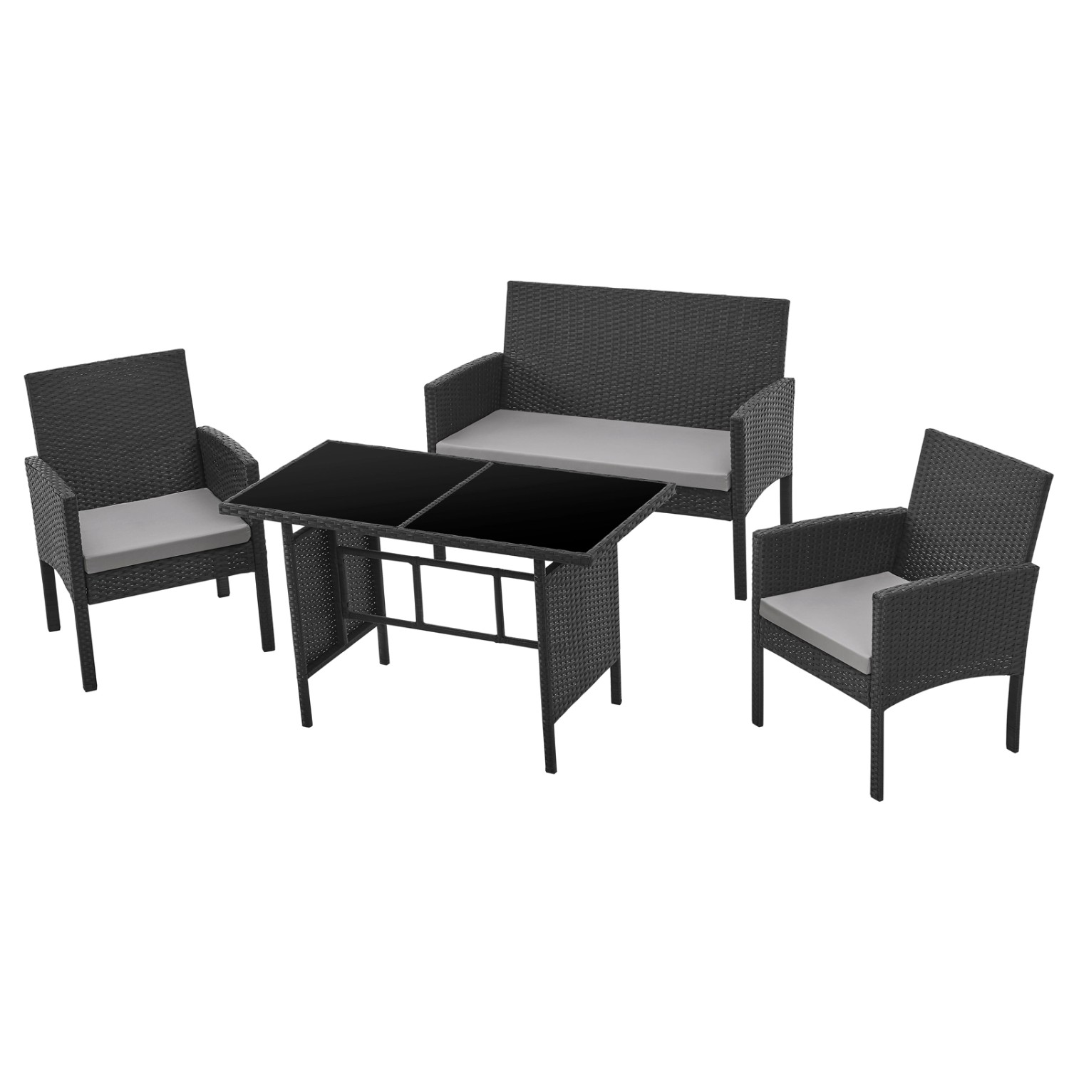 Svita Brooklyn XL Rattan Essgruppe Garten Möbel Set mit Tisch 2 Sessel 2er Sofa Schwarz Svita Brooklyn XL Rattan Essgruppe Garten Möbel Set mit Tisch 2 Sessel 2er Sofa Schwarz von SVITA