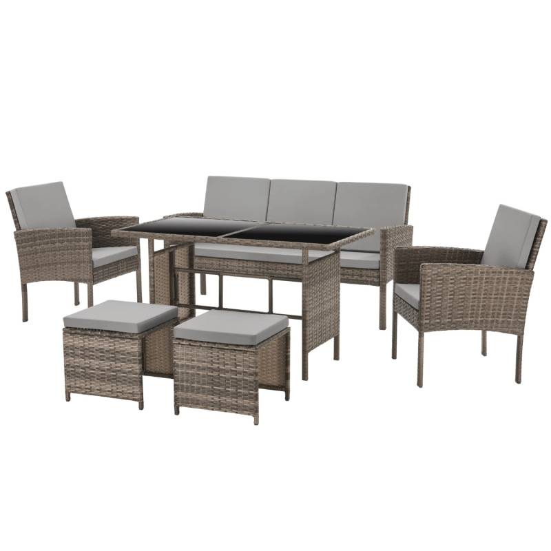 Svita Denver Polyrattan Gartenmöbel Set Essgruppe Lounge Esstisch Braun von SVITA