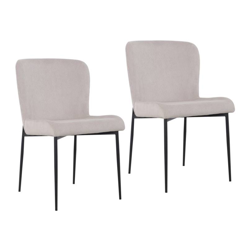Svita Freddie Esszimmerstuhl 2er Set Cordbezug Polsterstuhl Esszimmer Küchenstuhl Bequem Metallbeine Beige von SVITA