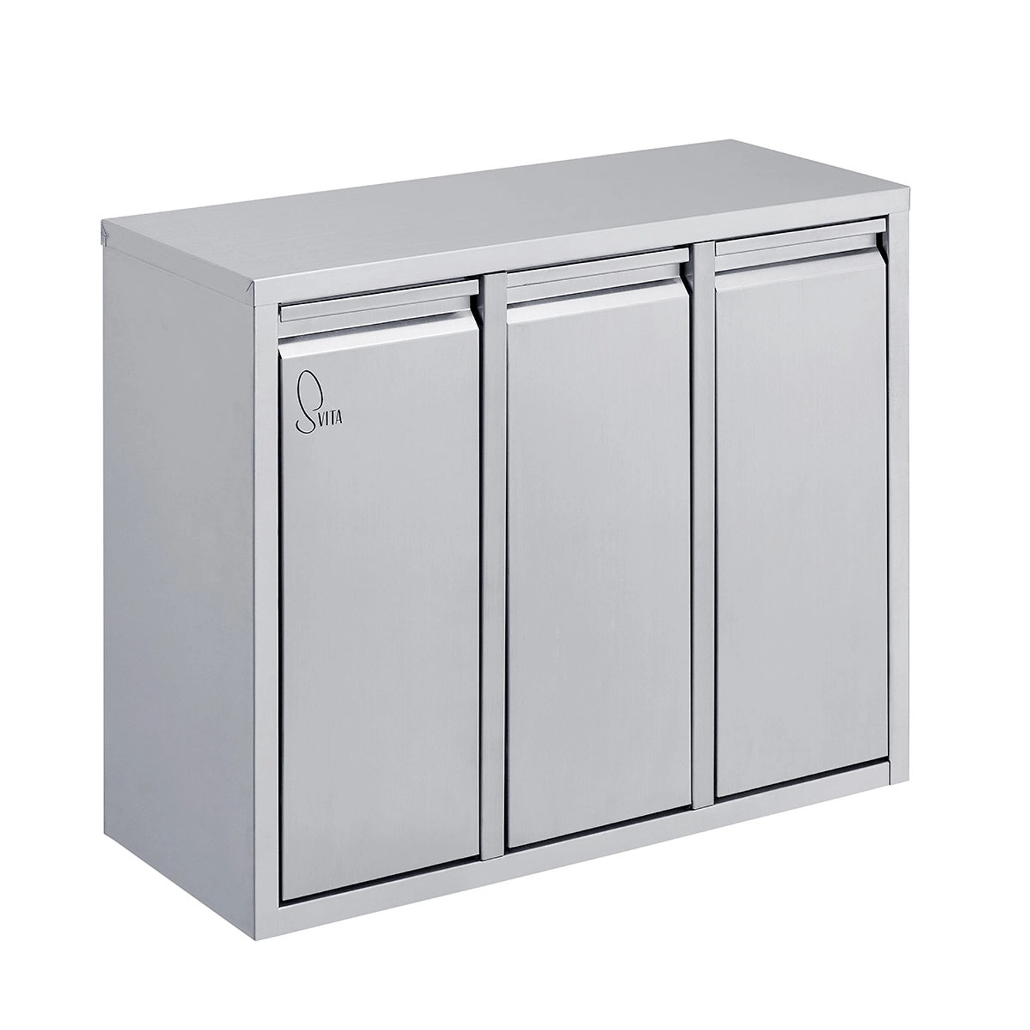 Svita H3X15 Mülleimer Wandbefestigung Mülltrennsystem 3 Fächer 3x15L 45 Liter Edelstahl Silber von SVITA