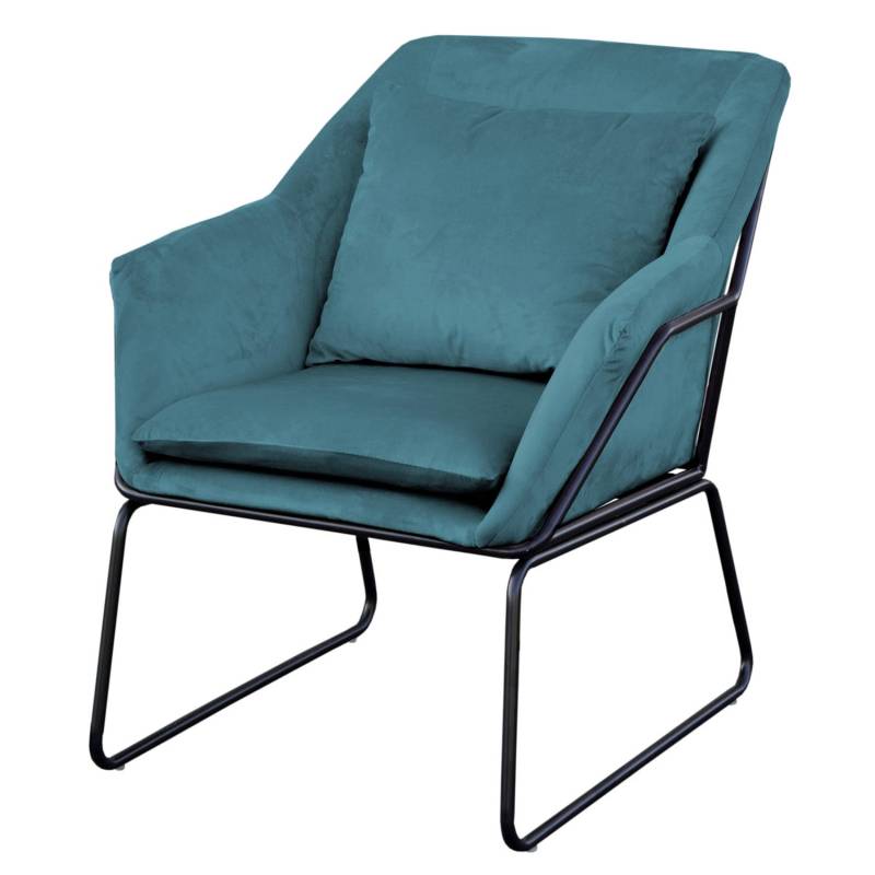 Svita Josie Loungesessel Gepolstert Mit Armlehne Metallgestell Samtbezug Petrol von SVITA