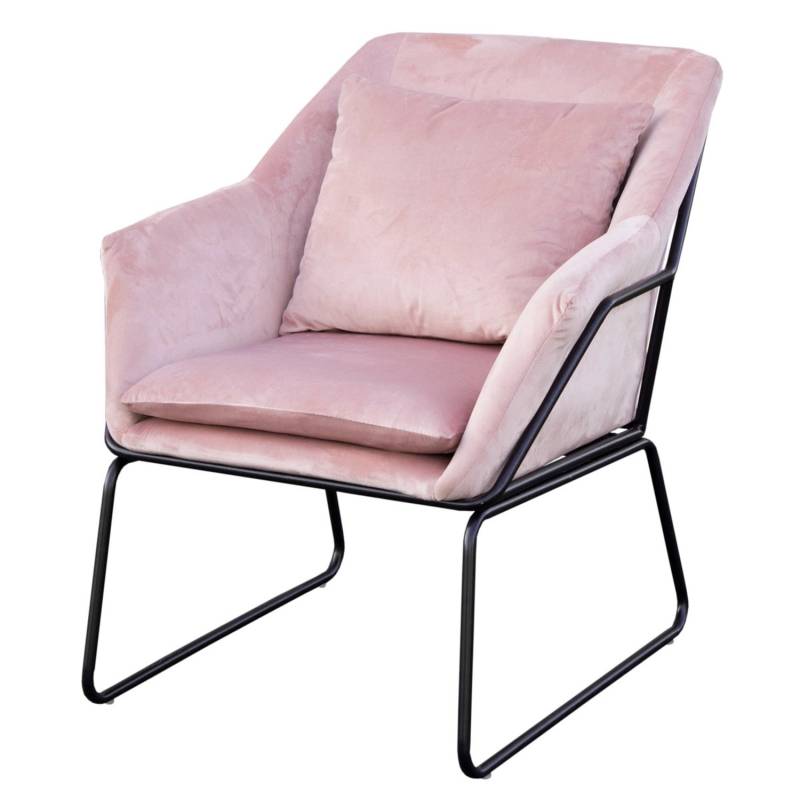 Svita Josie Loungesessel Gepolstert Mit Armlehne Metallgestell Samtbezug Rosa von SVITA