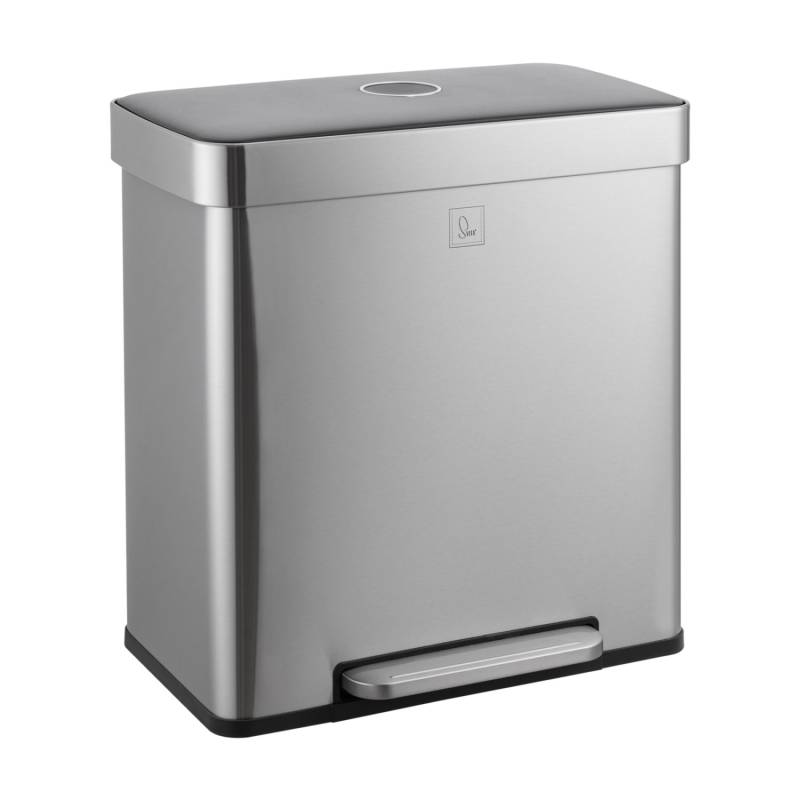 Svita LT2X30 Mülleimer 60l Treteimer 2 Fächer Mit Deckel Silber Svita LT2X30 Mülleimer 60l Treteimer 2 Fächer Mit Deckel Silber von SVITA