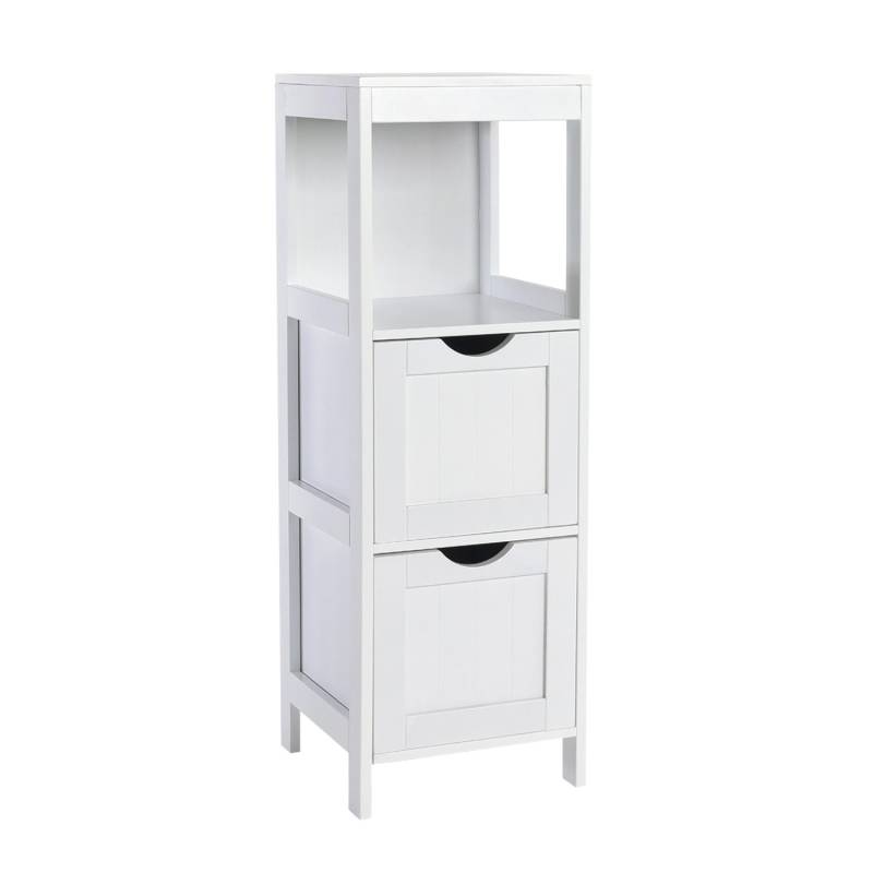 Svita Lintu Badregal Standregal Badezimmerschrank Schubladen Holzoptik Weiß von SVITA