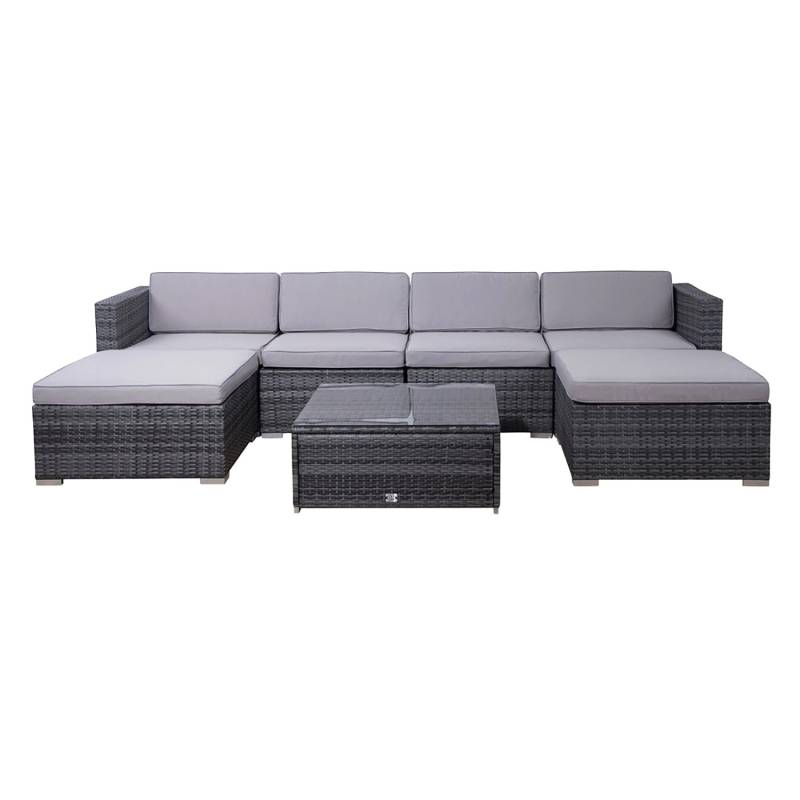 Svita Lugano Polyrattan Lounge Gartenmöbel Set Gartenlounge Gartensofa Grau von SVITA