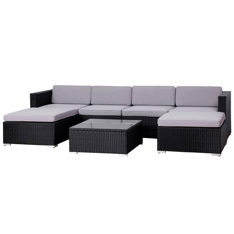 Svita Lugano Polyrattan Lounge Gartenmöbel Set Gartenlounge Gartensofa Schwarz von SVITA
