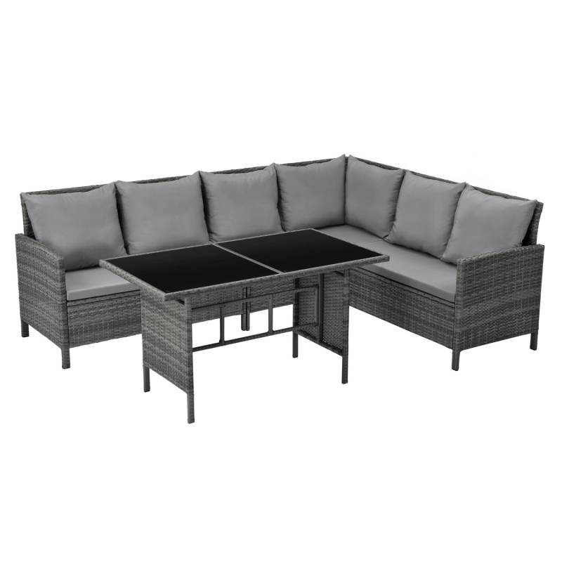 Svita Madison Rattan-Lounge Ecksofa Rattan-Lounge Gartenmöbel-Set Grau von SVITA