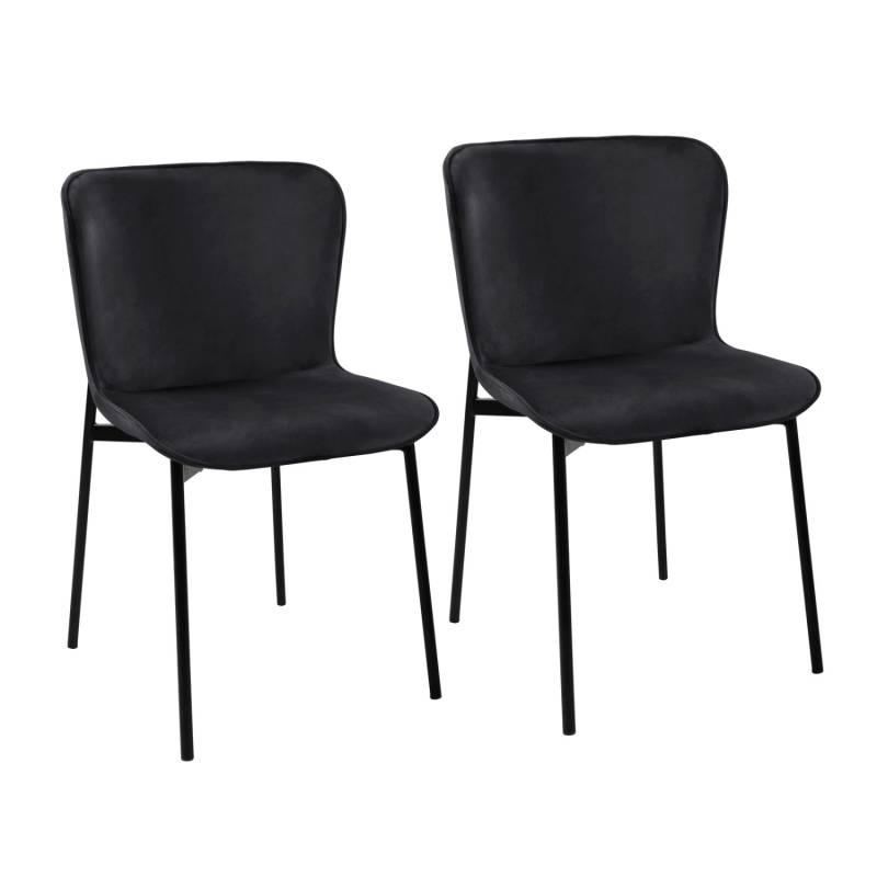 Svita Mary 2er Set Esszimmerstuhl Polsterstuhl Ohne Armlehnen Samt Schwarz/Schwarz Svita Mary 2er Set Esszimmerstuhl Polsterstuhl Ohne Armlehnen Samt Schwarz/Schwarz von SVITA