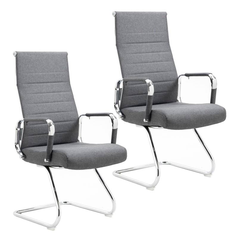 Svita Office Comfort 2er Set Besucherstuhl Freischwinger Mit Armlehne HB Stoff Dunkelgrau von SVITA