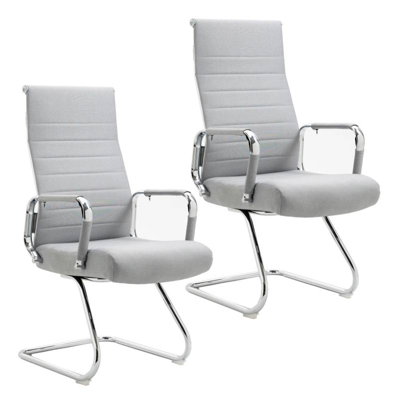 Svita Office Comfort 2er Set Besucherstuhl Freischwinger Mit Armlehne HB Stoff Hellgrau von SVITA