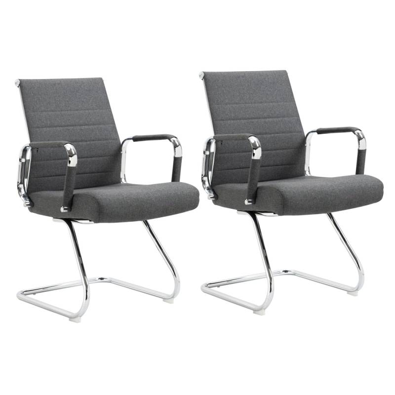 Svita Office Comfort 2er Set Besucherstuhl Freischwinger Mit Armlehne LB Stoff Dunkelgrau von SVITA