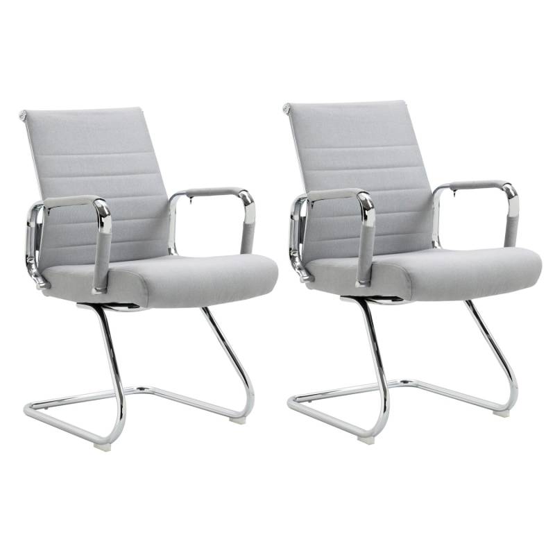 Svita Office Comfort 2er Set Besucherstuhl Freischwinger Mit Armlehne LB Stoff Hellgrau von SVITA
