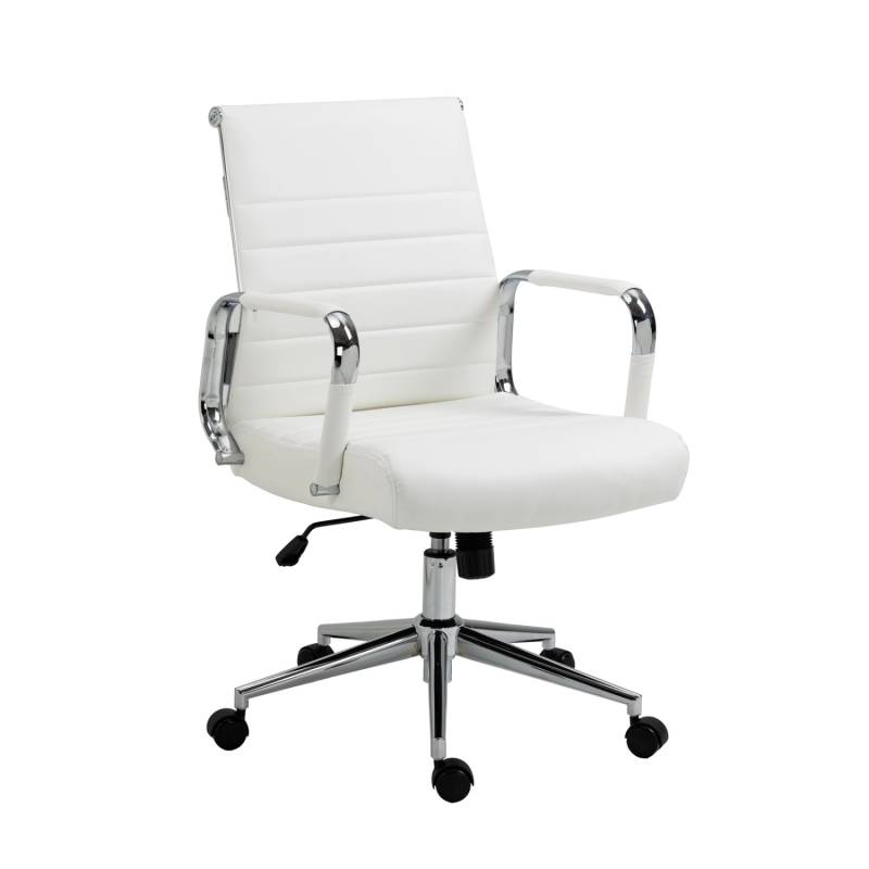 Svita Office Comfort Bürostuhl Schreibtischstuhl Drehstuhl Niedrige Rückenlehne Kunstleder Weiß von SVITA