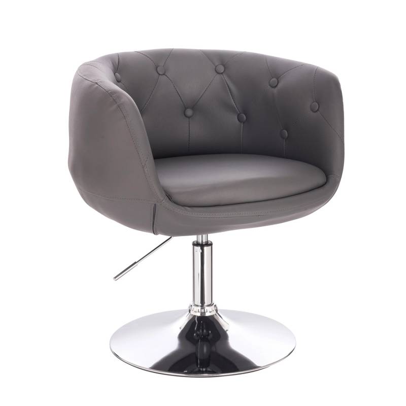 Svita Panama Retro Loungestuhl Polsterstuhl Cocktailsessel Tellerfuß Metall Kunstleder Grau von SVITA