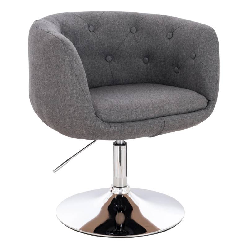 Svita Panama Retro Loungestuhl Polsterstuhl Cocktailsessel Tellerfuß Metall Stoff Grau von SVITA