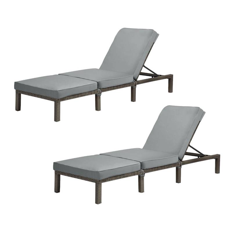 Svita Peach 2er Set Gartenliege mit Polster Klappbar Polyrattan Grau von SVITA