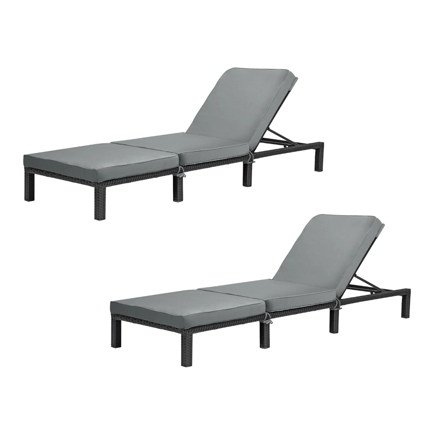 Svita Peach 2er Set Gartenliege mit Polster Klappbar Polyrattan Schwarz Svita Peach 2er Set Gartenliege mit Polster Klappbar Polyrattan Schwarz von SVITA