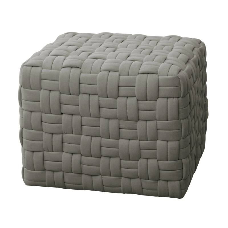 Svita Poppy Hocker Sitzpouf Geflochten Sitzhocker Fußhocker Für Sessel Polyleinen Grau von SVITA